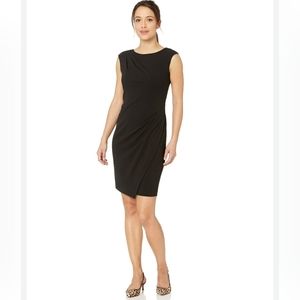 New Calvin Klein Sleeveless Faux Wrap Sheath Dress